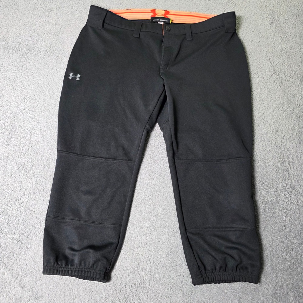Under Armour Womens Large Softball Pants Black Knicker Reinforced Knee Fitted